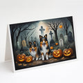 Sheltie Spooky Halloween Greeting Cards Pack of 8 Blank Cards with Envelopes Whimsical A7 Size 5x7