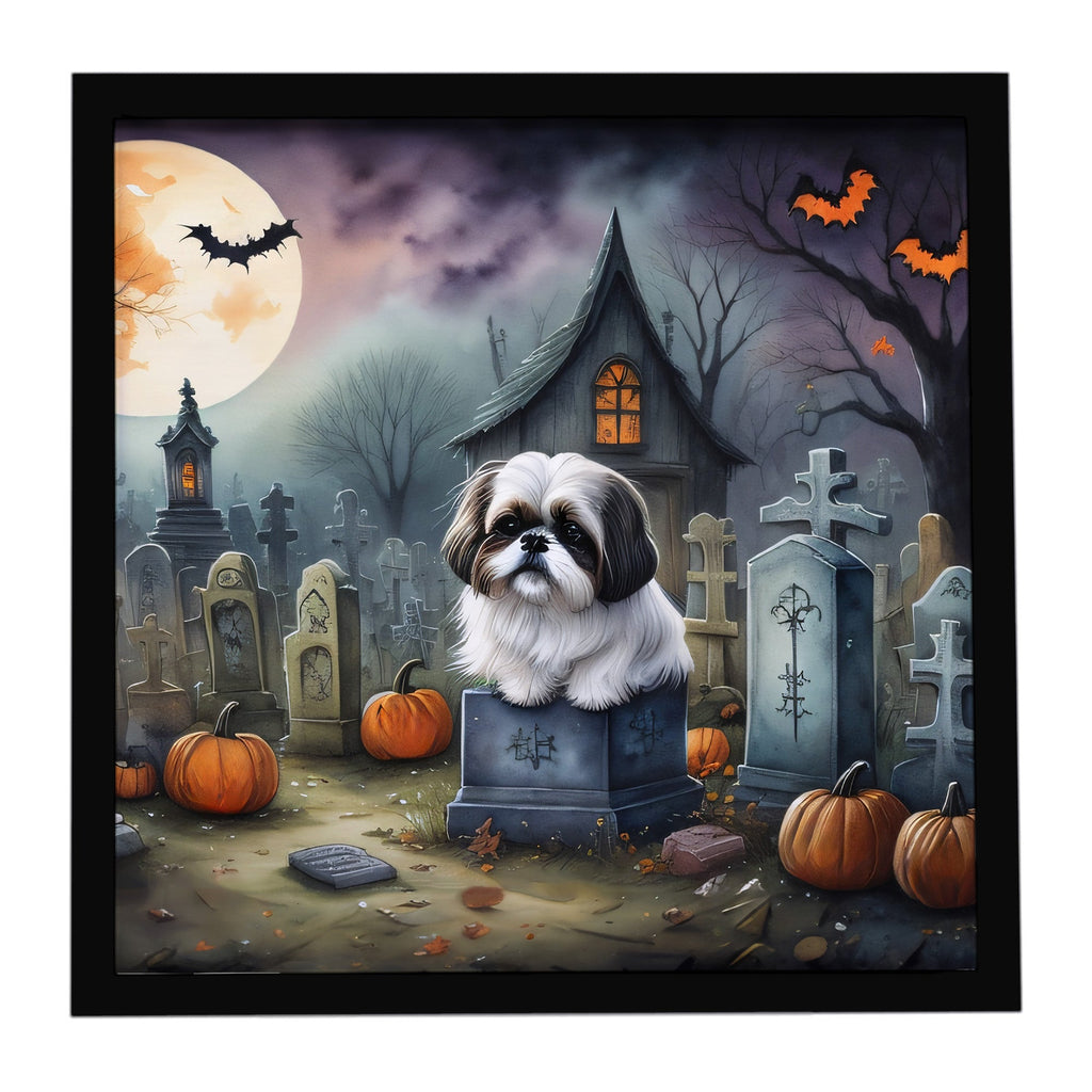 Shih Tzu Spooky Halloween Framed Metal Print Bathroom, Kitchen, Office, Home Decor Wall Art Ready to Hang, Square, 8X8