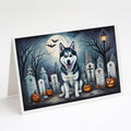 Siberian Husky Spooky Halloween Greeting Cards Pack of 8 Blank Cards with Envelopes Whimsical A7 Size 5x7