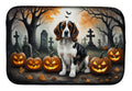 Welsh Springer Spaniel Spooky Halloween Dish Drying Mat Absorbent Dish Drying Mat Pad for Kitchen Counter Dish Drainer Mat for Countertop, 14 x 21", Multicolor