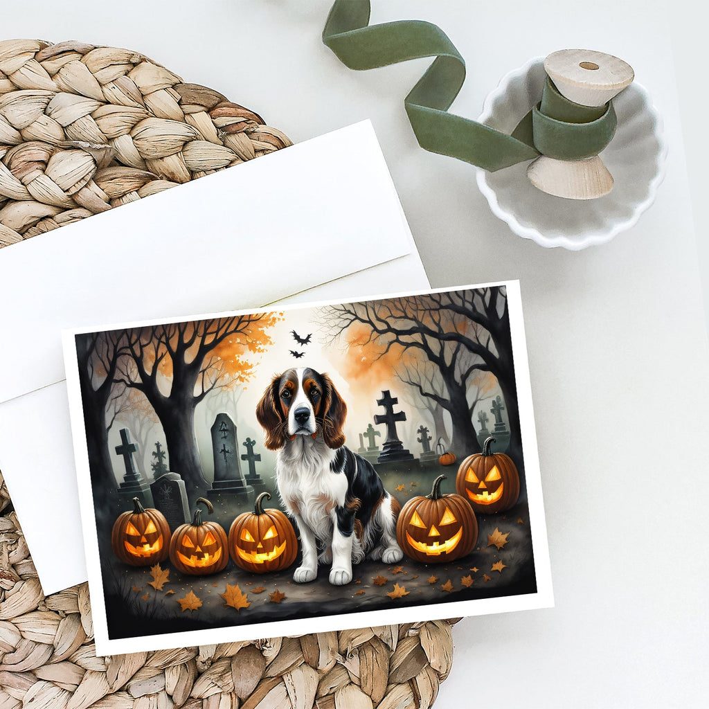 Welsh Springer Spaniel Spooky Halloween Greeting Cards Pack of 8 Blank Cards with Envelopes Whimsical A7 Size 5x7