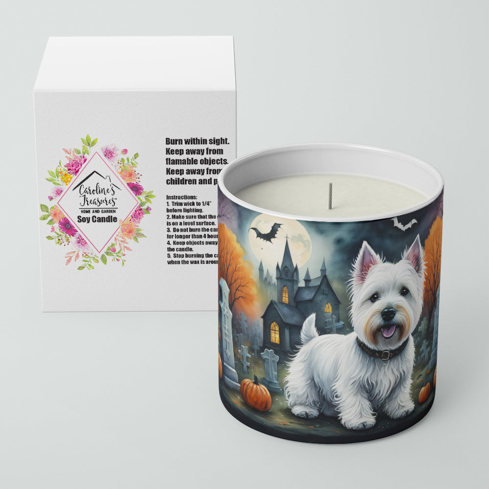 Westie Spooky Halloween Decorative Soy Candle Nature Soy Wax Essential Oil Home Decor Ideal for Bedroom Kitchen Bath Office Gift, 10 oz