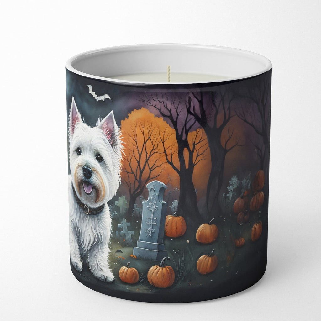 Westie Spooky Halloween Decorative Soy Candle Nature Soy Wax Essential Oil Home Decor Ideal for Bedroom Kitchen Bath Office Gift, 10 oz