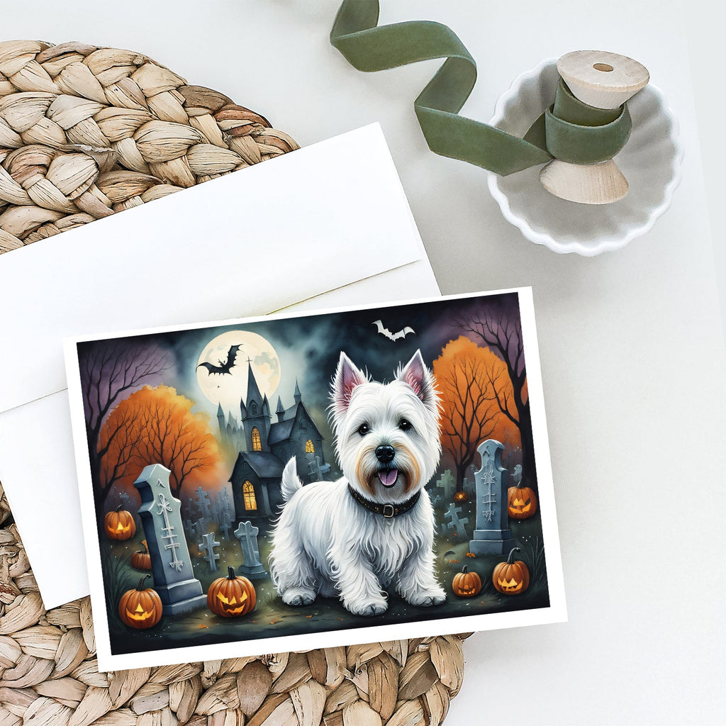 Westie Spooky Halloween Greeting Cards Pack of 8 Blank Cards with Envelopes Whimsical A7 Size 5x7