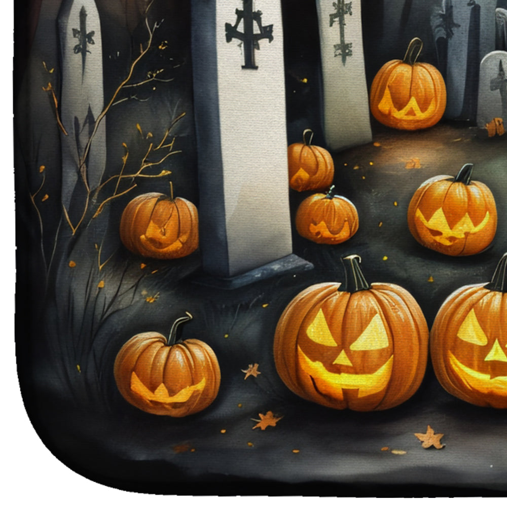 Yellow Labrador Retriever Spooky Halloween Dish Drying Mat Absorbent Dish Drying Mat Pad for Kitchen Counter Dish Drainer Mat for Countertop, 14 x 21", Multicolor