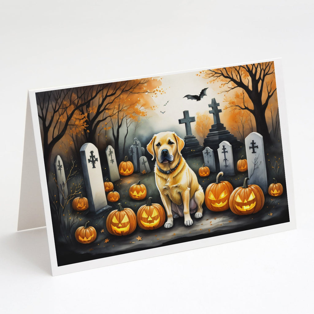 Yellow Labrador Retriever Spooky Halloween Greeting Cards Pack of 8 Blank Cards with Envelopes Whimsical A7 Size 5x7