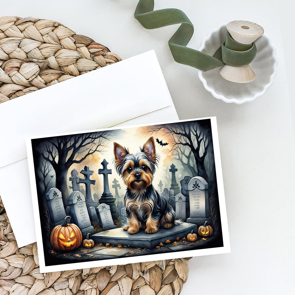 Yorkshire Terrier Spooky Halloween Greeting Cards Pack of 8 Blank Cards with Envelopes Whimsical A7 Size 5x7