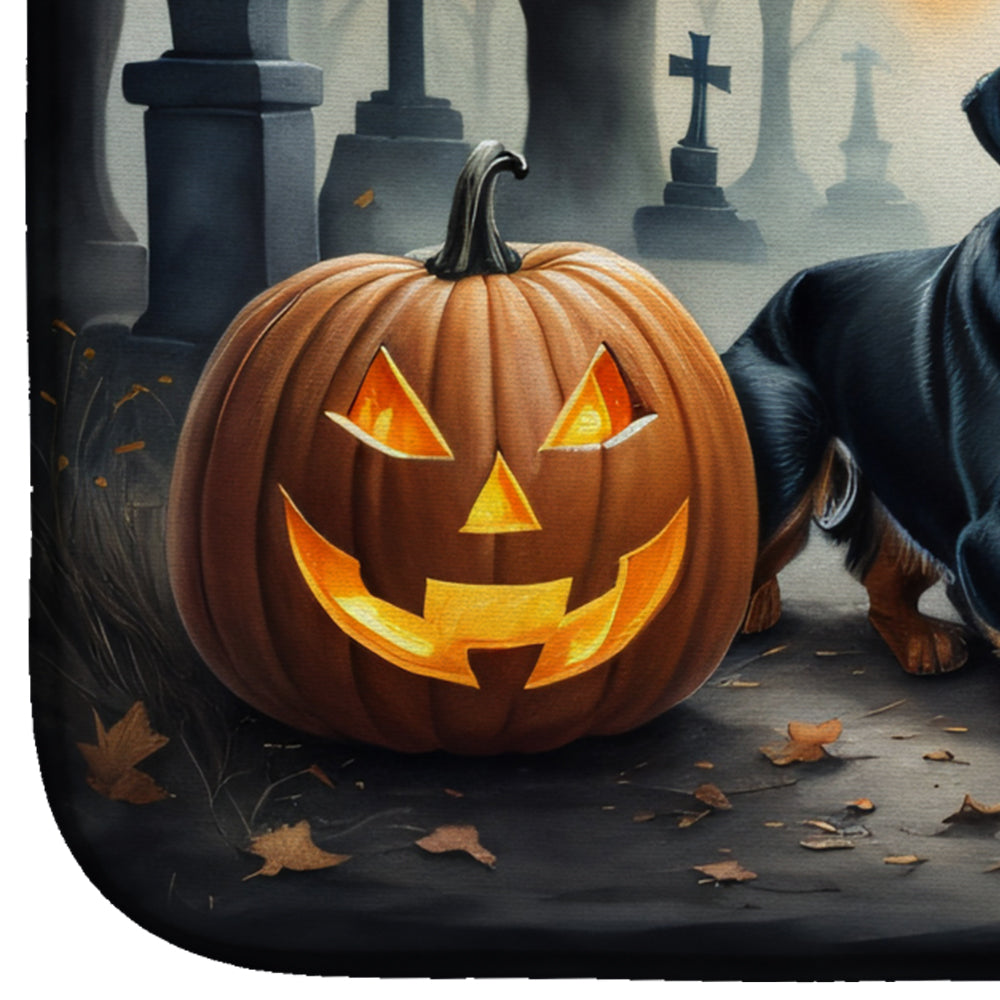 Rottweiler Spooky Halloween Dish Drying Mat Absorbent Dish Drying Mat Pad for Kitchen Counter Dish Drainer Mat for Countertop, 14 x 21", Multicolor