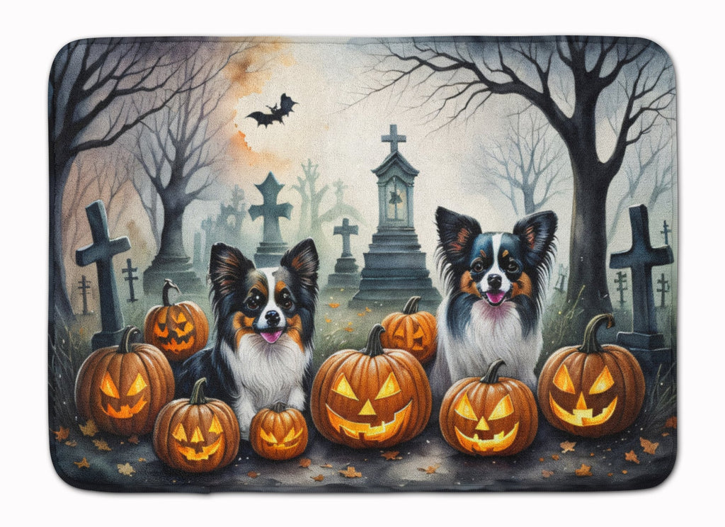 Papillon Spooky Halloween Memory Foam Kitchen Mat Machine Washable Anti-Fatigue Cushion Comfort Bath or Kitchen Rug