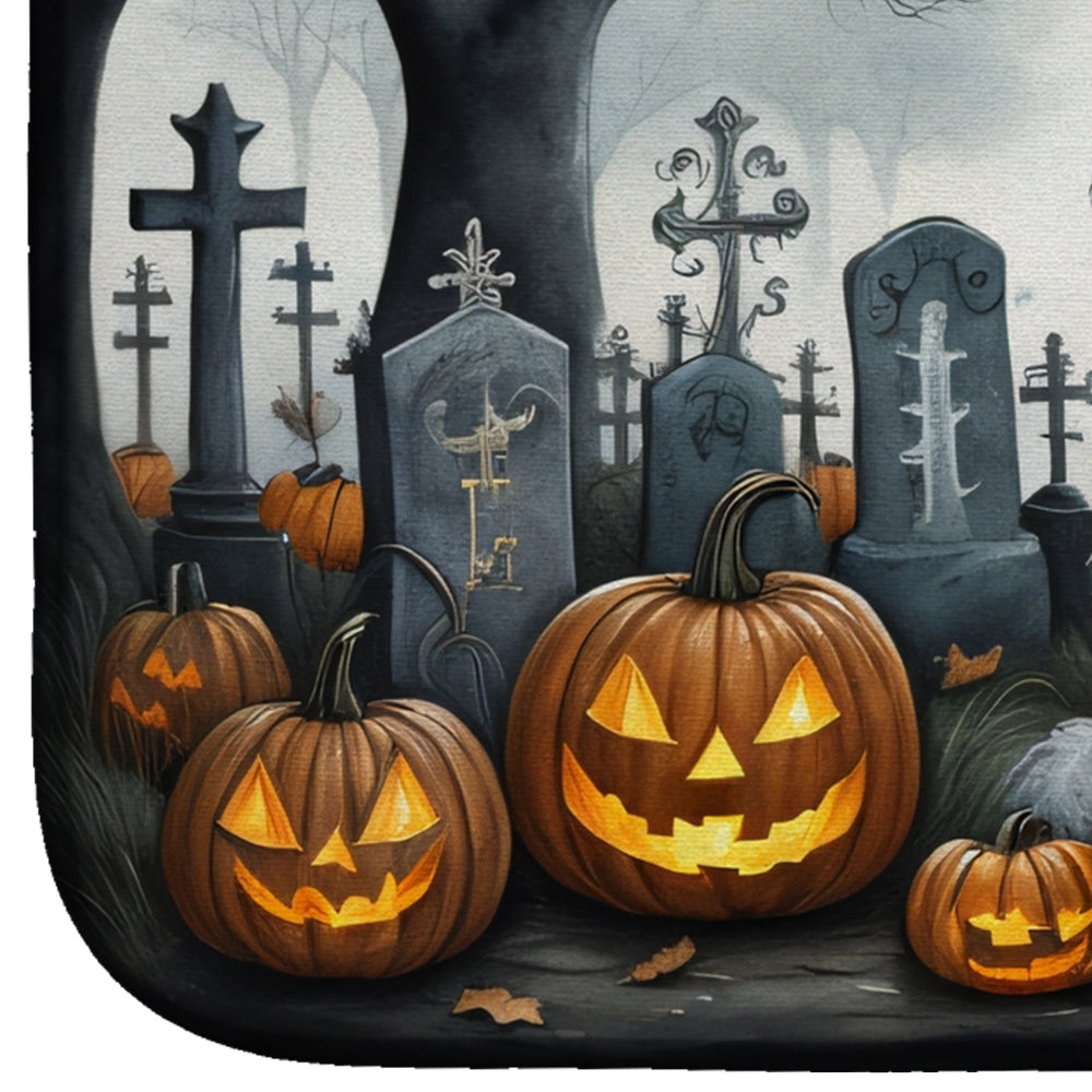 Old English Sheepdog Spooky Halloween Dish Drying Mat Absorbent Dish Drying Mat Pad for Kitchen Counter Dish Drainer Mat for Countertop, 14 x 21", Multicolor