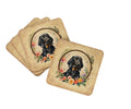 Black and Tan Coonhound and Flowers Foam Coasters Set of 4 Cup Coasters for Indoor Outdoor, Tabletop Protection, Anti Slip, Mouse pad Material