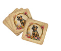 Border Terrier and Flowers Foam Coasters Set of 4 Cup Coasters for Indoor Outdoor, Tabletop Protection, Anti Slip, Mouse pad Material