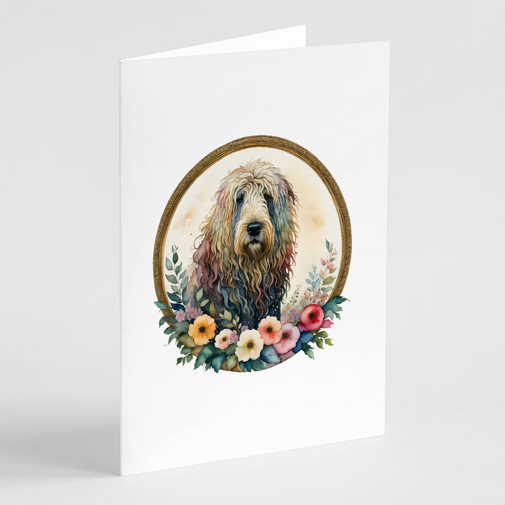 Komondor and Flowers Greeting Cards Pack of 8 Blank Cards with Envelopes Whimsical A7 Size 5x7