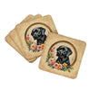 Black Labrador Retriever and Flowers Foam Coasters Set of 4 Cup Coasters for Indoor Outdoor, Tabletop Protection, Anti Slip, Mouse pad Material