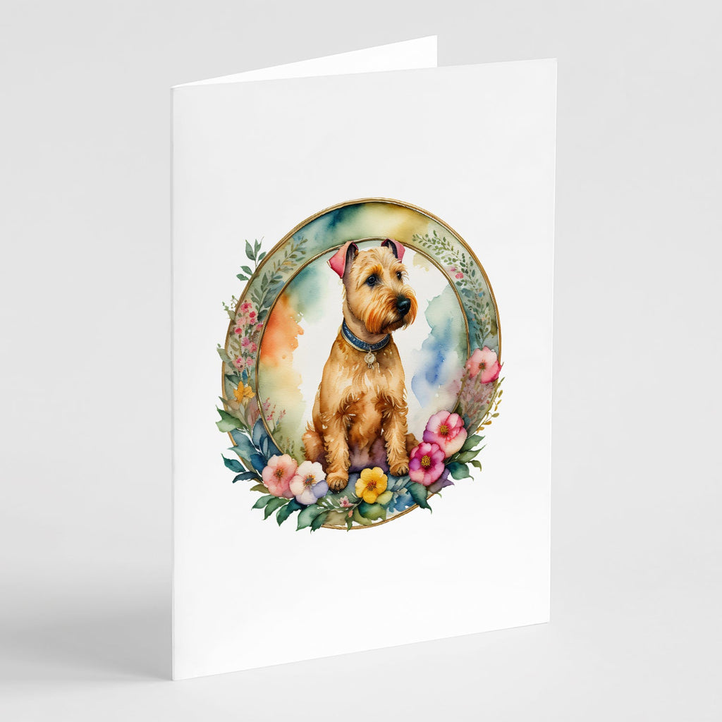 Lakeland Terrier and Flowers Greeting Cards Pack of 8 Blank Cards with Envelopes Whimsical A7 Size 5x7