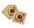 Leonberger and Flowers Foam Coasters Set of 4 Cup Coasters for Indoor Outdoor, Tabletop Protection, Anti Slip, Mouse pad Material