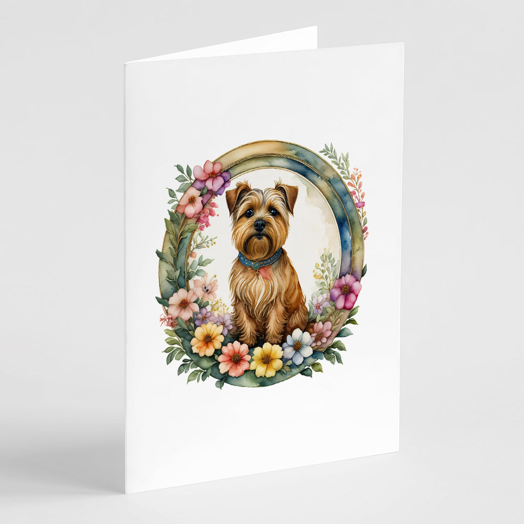 Norfolk Terrier and Flowers Greeting Cards Pack of 8 Blank Cards with Envelopes Whimsical A7 Size 5x7