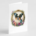 Papillon and Flowers Greeting Cards Pack of 8 Blank Cards with Envelopes Whimsical A7 Size 5x7