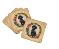 Black Poodle and Flowers Foam Coasters Set of 4 Cup Coasters for Indoor Outdoor, Tabletop Protection, Anti Slip, Mouse pad Material