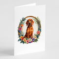 Redbone Coonhound and Flowers Greeting Cards Pack of 8 Blank Cards with Envelopes Whimsical A7 Size 5x7