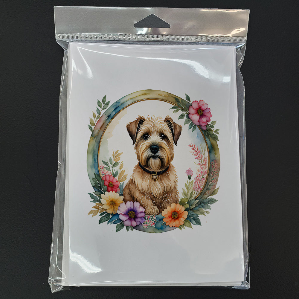 Wheaten Terrier and Flowers Greeting Cards Pack of 8 Blank Cards with Envelopes Whimsical A7 Size 5x7