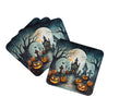 Graveyard Spooky Halloween Foam Coasters Set of 4 Cup Coasters for Indoor Outdoor, Tabletop Protection, Anti Slip, Mouse pad Material