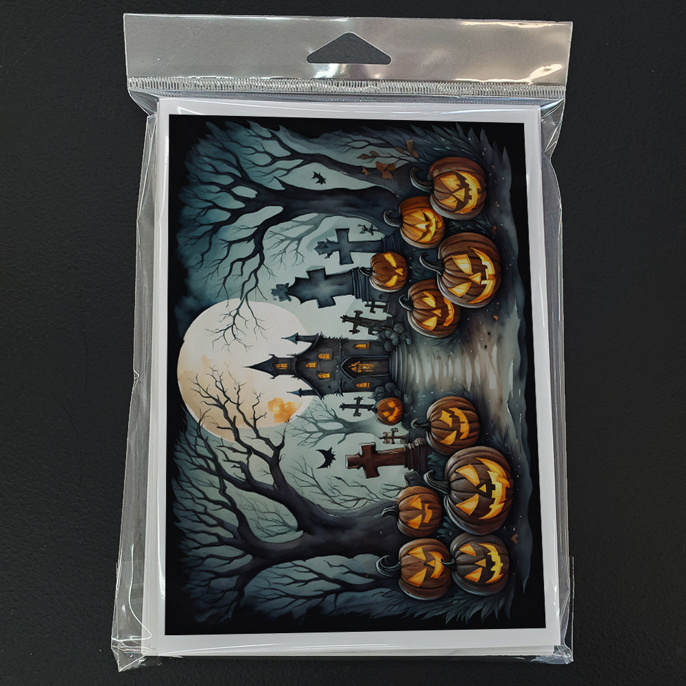 Graveyard Spooky Halloween Greeting Cards Pack of 8 Blank Cards with Envelopes Whimsical A7 Size 5x7