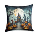 Graveyard Spooky Halloween Decorative Throw Pillow 14x14 Indoor Outdoor Accent Cushion, Fabric Cover with Insert for Sofa, Bed, Porch & Living Room