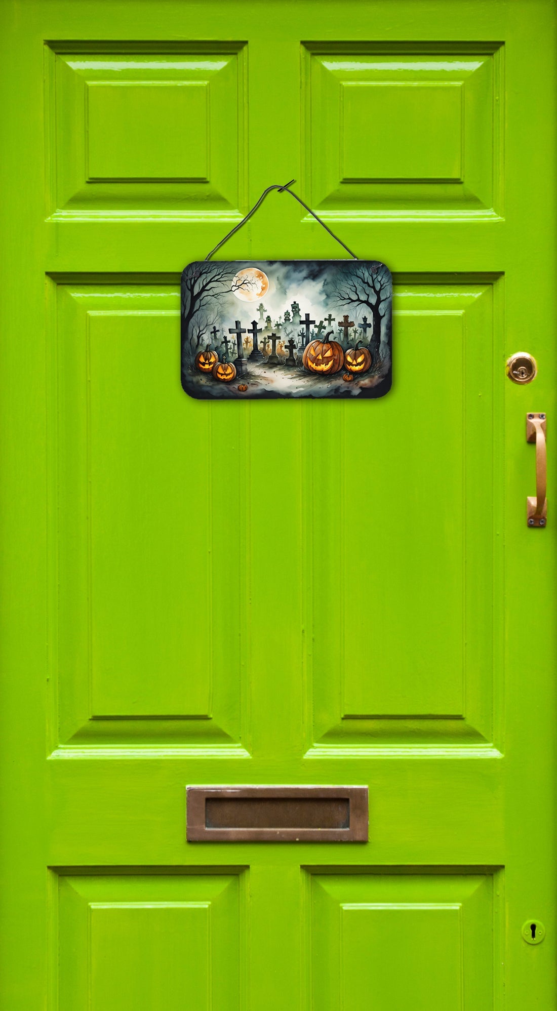 Graveyard Spooky Halloween Wall or Door Hanging Prints Aluminum Metal Sign Kitchen Wall Bar Bathroom Plaque Home Decor, 8HX12W, Multicolor