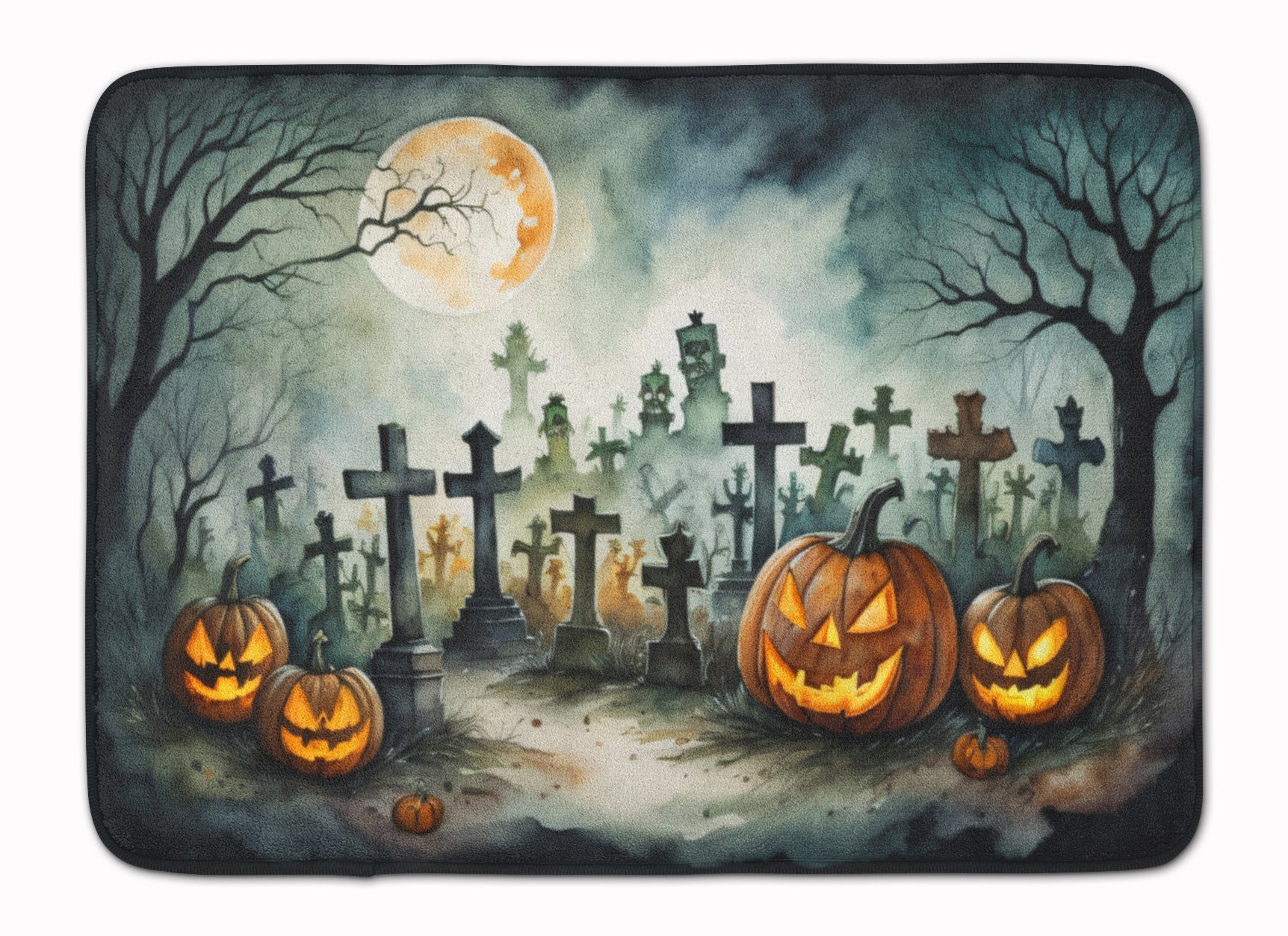 Graveyard Spooky Halloween Memory Foam Kitchen Mat Machine Washable Anti-Fatigue Cushion Comfort Bath or Kitchen Rug