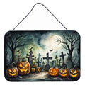 Graveyard Spooky Halloween Wall or Door Hanging Prints Aluminum Metal Sign Kitchen Wall Bar Bathroom Plaque Home Decor, 8HX12W, Multicolor