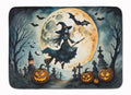 Flying Witch Spooky Halloween Memory Foam Kitchen Mat Machine Washable Anti-Fatigue Cushion Comfort Bath or Kitchen Rug