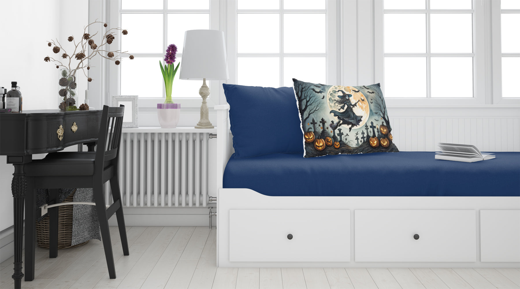 Flying Witch Spooky Halloween Standard Pillowcase Lightweight Super Soft Easy Care Decorative Artwork Pillowcase, Standard