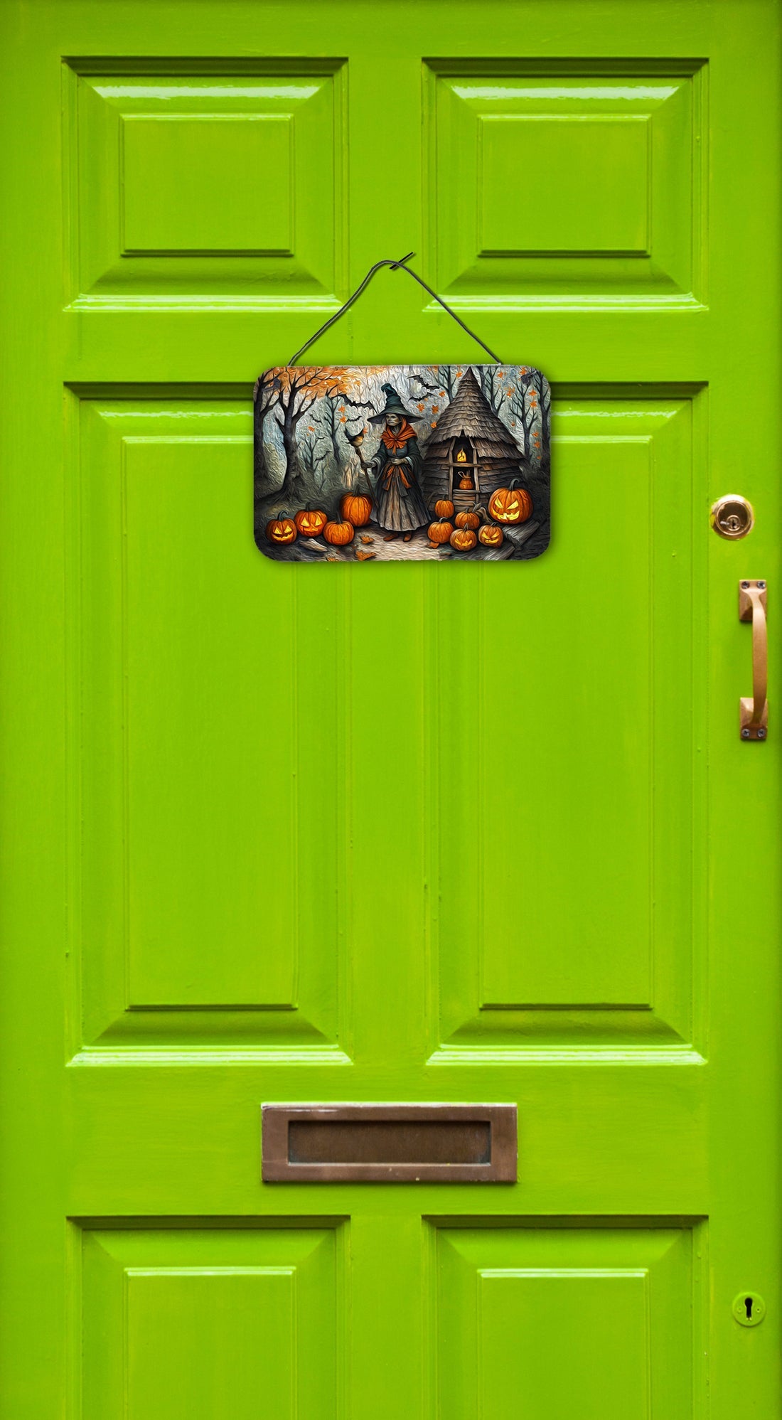 Slavic Witch Spooky Halloween Wall or Door Hanging Prints Aluminum Metal Sign Kitchen Wall Bar Bathroom Plaque Home Decor, 8HX12W, Multicolor