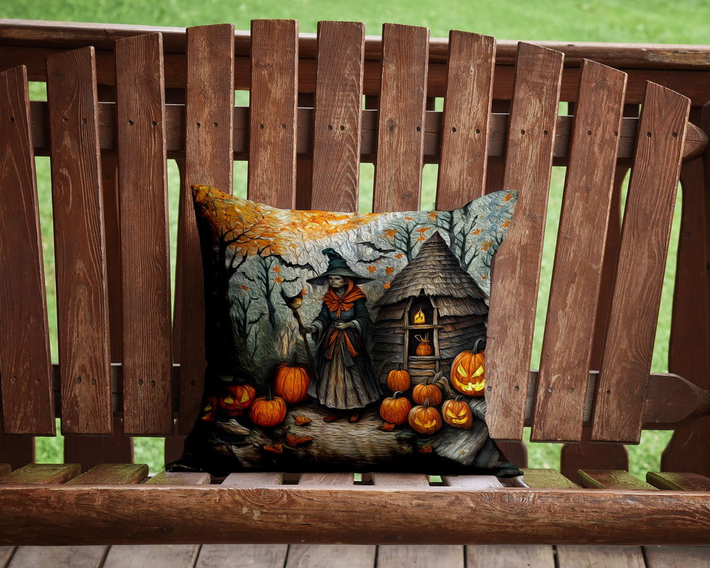 Slavic Witch Spooky Halloween Decorative Throw Pillow 14x14 Indoor Outdoor Accent Cushion, Fabric Cover with Insert for Sofa, Bed, Porch & Living Room