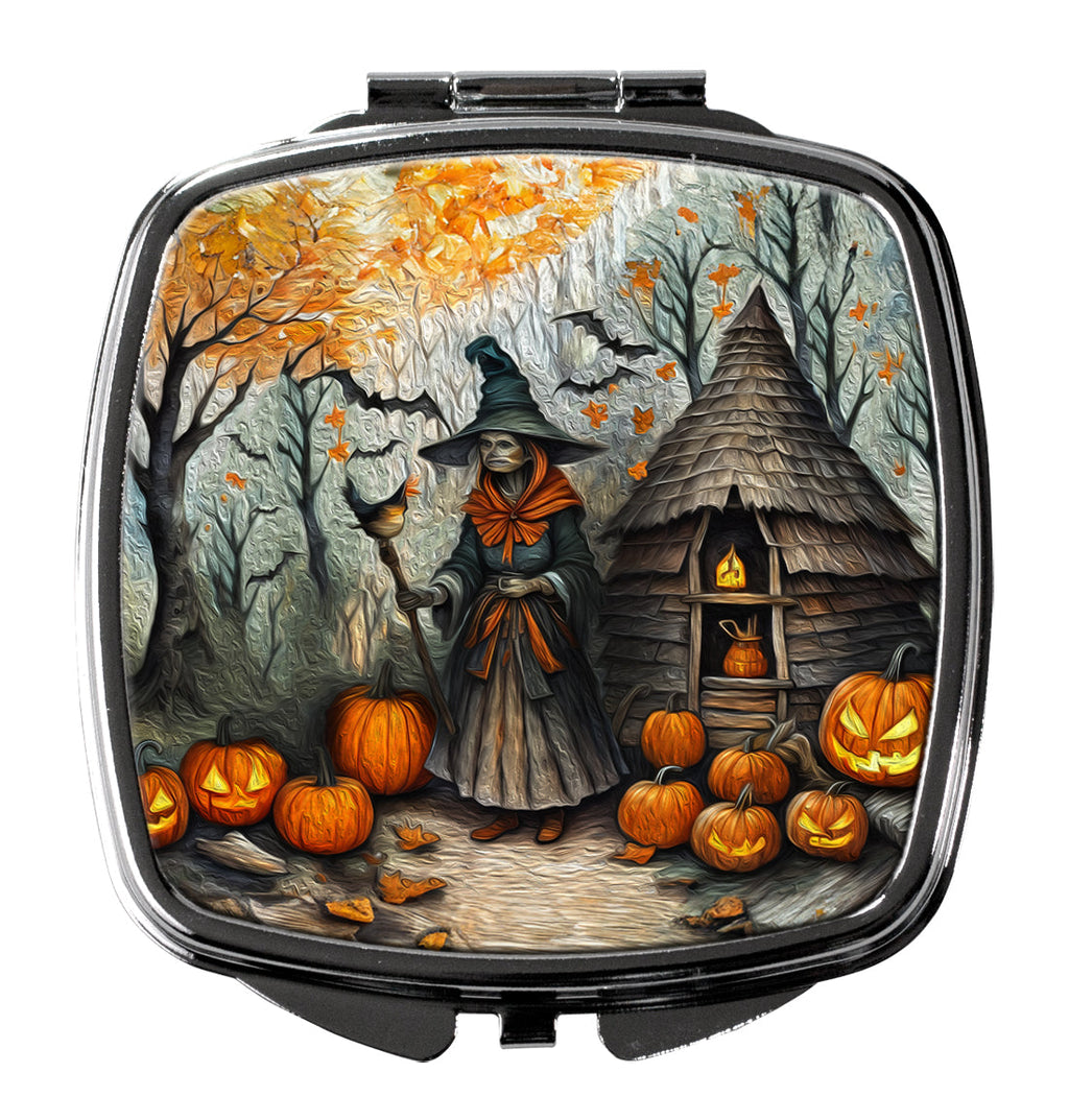 Slavic Witch Spooky Halloween Compact Mirror Decorative Travel Makeup Mirror for Women Girls Gifts Pocket Makeup Mirror Folding Handheld