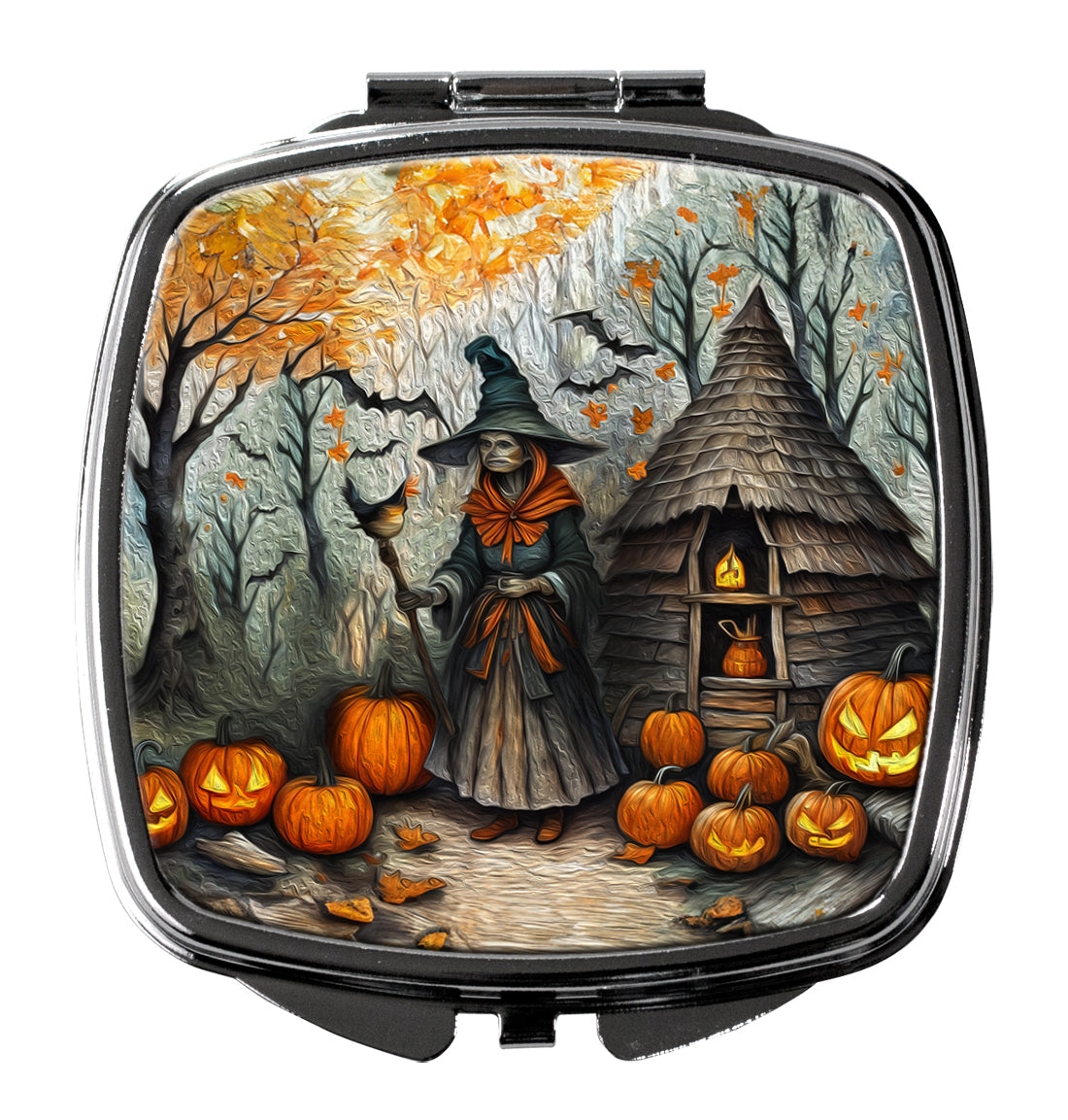 Slavic Witch Spooky Halloween Compact Mirror Decorative Travel Makeup Mirror for Women Girls Gifts Pocket Makeup Mirror Folding Handheld
