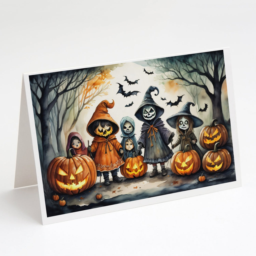 Trick or Treaters Spooky Halloween Greeting Cards Pack of 8 Blank Cards with Envelopes Whimsical A7 Size 5x7