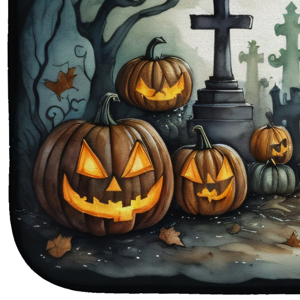 Graveyard Spooky Halloween Dish Drying Mat Absorbent Dish Drying Mat Pad for Kitchen Counter Dish Drainer Mat for Countertop, 14 x 21", Multicolor