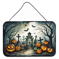 Graveyard Spooky Halloween Wall or Door Hanging Prints Aluminum Metal Sign Kitchen Wall Bar Bathroom Plaque Home Decor, 8HX12W, Multicolor
