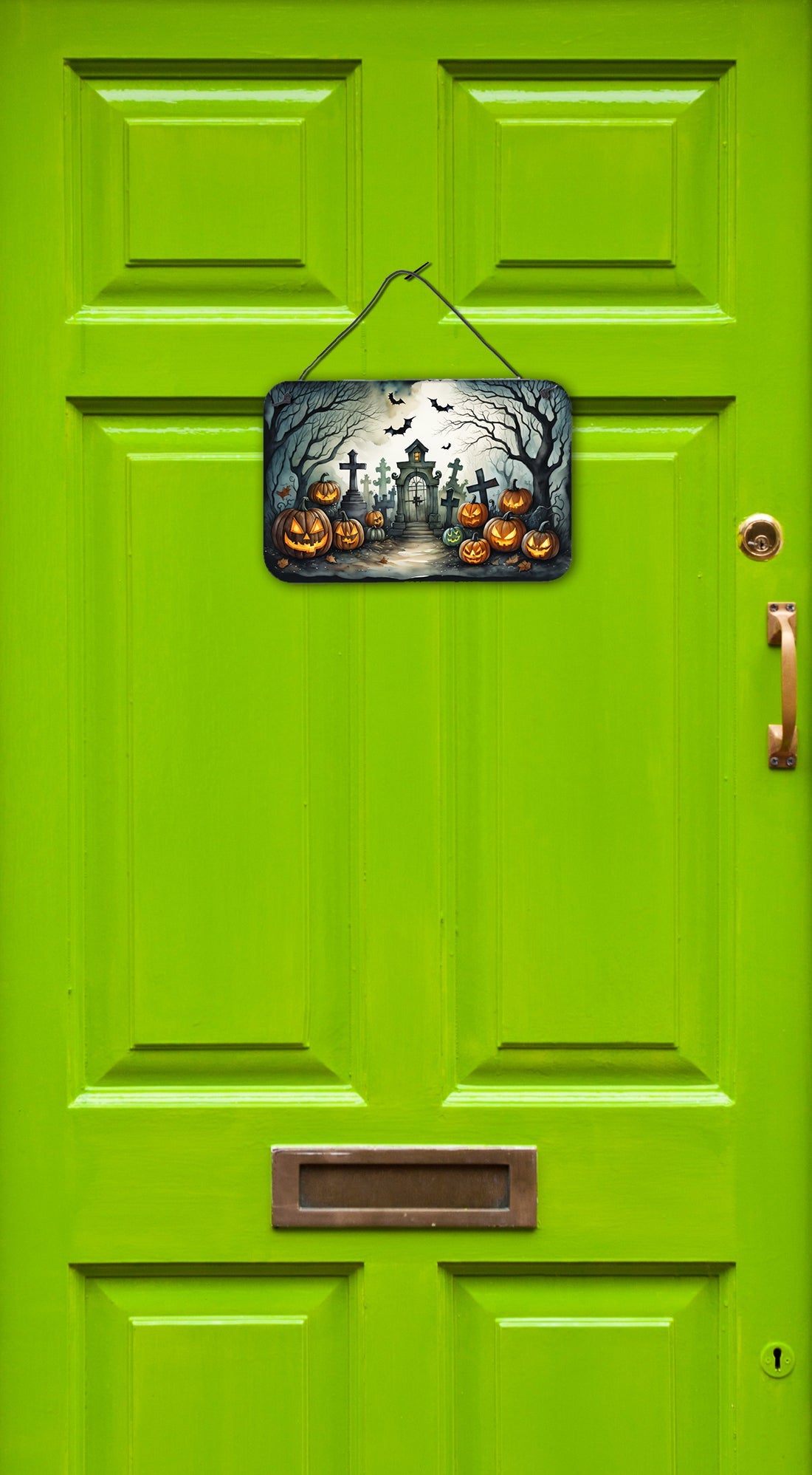 Graveyard Spooky Halloween Wall or Door Hanging Prints Aluminum Metal Sign Kitchen Wall Bar Bathroom Plaque Home Decor, 8HX12W, Multicolor