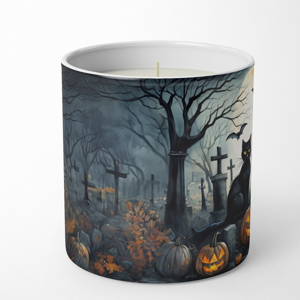 Black Cat Spooky Halloween Decorative Soy Candle Nature Soy Wax Essential Oil Home Decor Ideal for Bedroom Kitchen Bath Office Gift, 10 oz