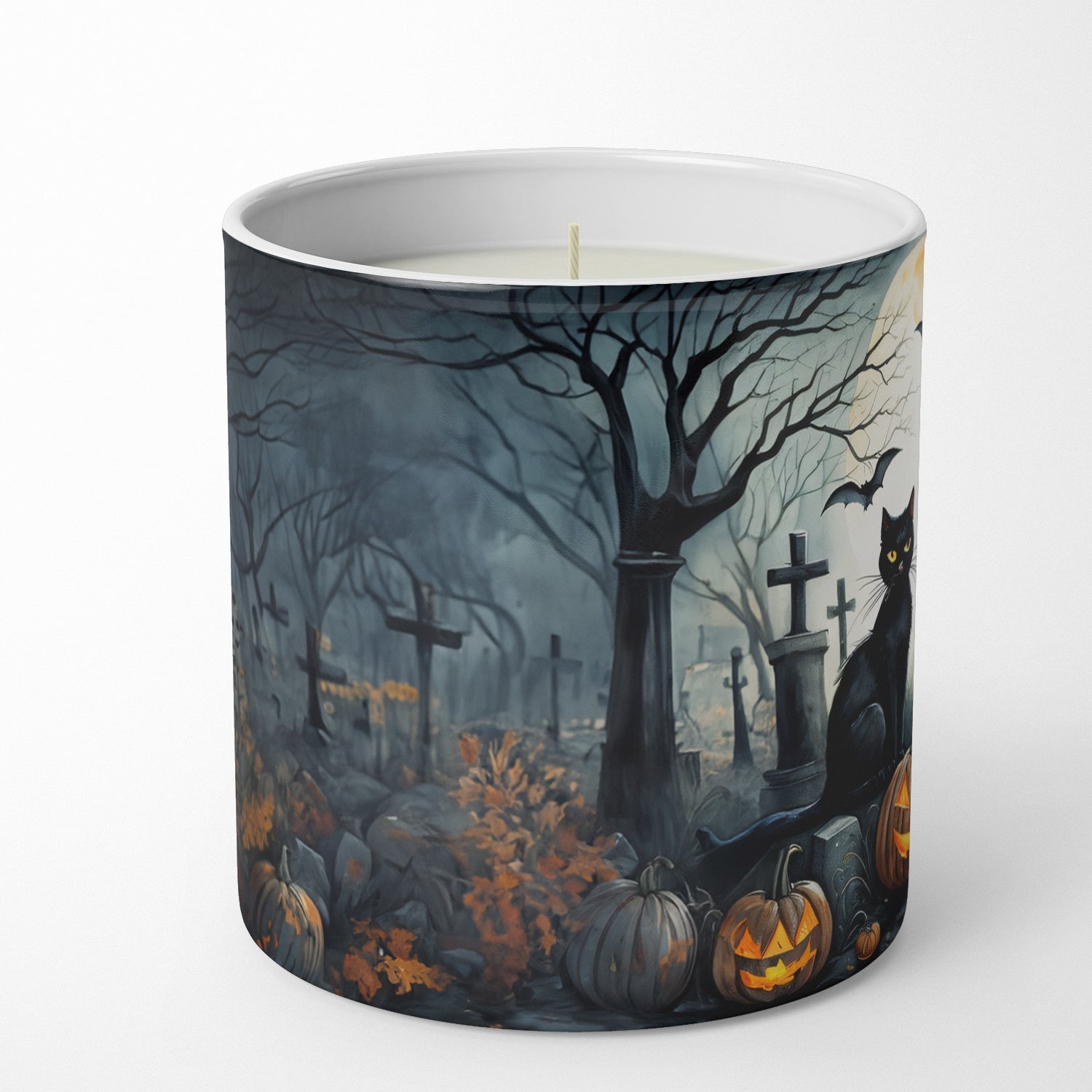 Black Cat Spooky Halloween Decorative Soy Candle Nature Soy Wax Essential Oil Home Decor Ideal for Bedroom Kitchen Bath Office Gift, 10 oz