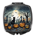 Black Cat Spooky Halloween Compact Mirror Decorative Travel Makeup Mirror for Women Girls Gifts Pocket Makeup Mirror Folding Handheld