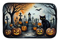 Black Cat Spooky Halloween Dish Drying Mat Absorbent Dish Drying Mat Pad for Kitchen Counter Dish Drainer Mat for Countertop, 14 x 21", Multicolor