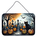 Black Cat Spooky Halloween Wall or Door Hanging Prints Aluminum Metal Sign Kitchen Wall Bar Bathroom Plaque Home Decor, 8HX12W, Multicolor