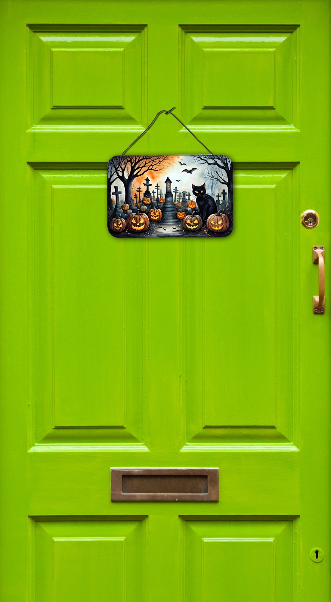 Black Cat Spooky Halloween Wall or Door Hanging Prints Aluminum Metal Sign Kitchen Wall Bar Bathroom Plaque Home Decor, 8HX12W, Multicolor
