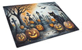 Black Cat Spooky Halloween Cutting Board Tempered Glass Kitchen Cutting Surface, Heat Resistant Chopping, Non-Slip Feet, Food Prep & Serving