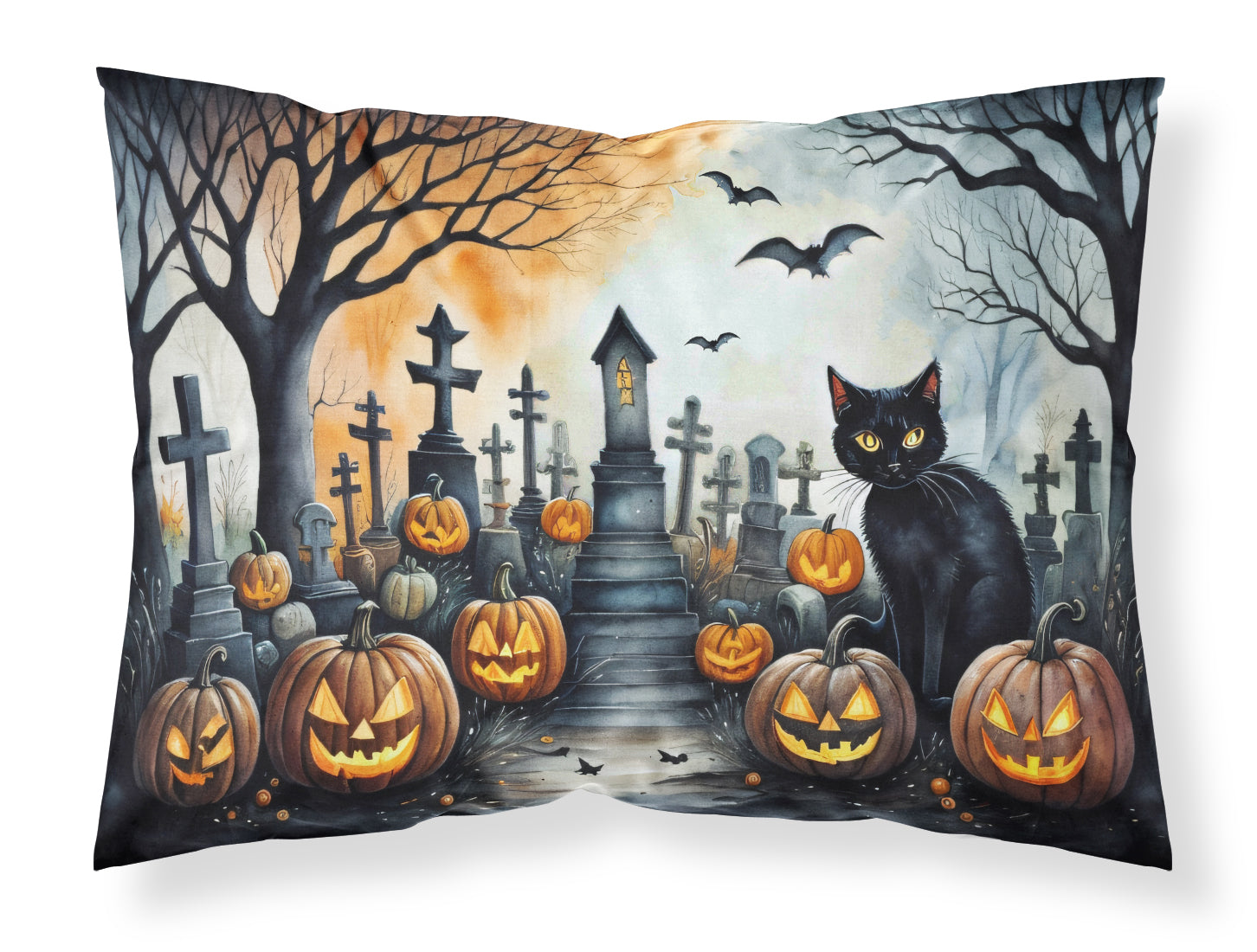 Black Cat Spooky Halloween Standard Pillowcase Lightweight Super Soft Easy Care Decorative Artwork Pillowcase, Standard
