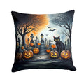 Black Cat Spooky Halloween Decorative Throw Pillow 14x14 Indoor Outdoor Accent Cushion, Fabric Cover with Insert for Sofa, Bed, Porch & Living Room